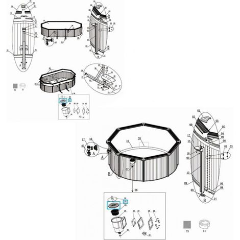 Couverture de Skimmer pour Piscine - Couvercle Round Plastique pour Modèle P6991 - Compatible Hydrium Steel Wall Pool - Diamètre 20cm (1/4)