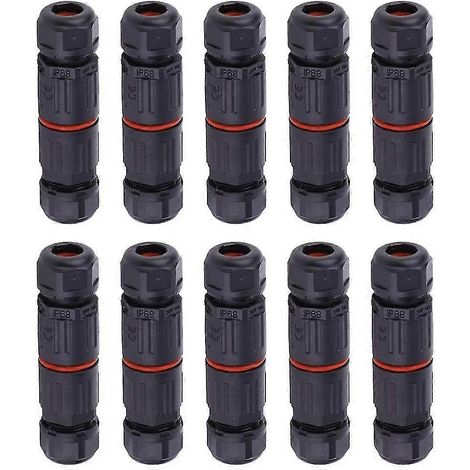 Lot de 10 connecteurs étanches IP68 pour câbles électriques, femelles à 3 broches, pour extérieur. (1/5)