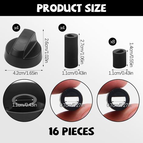 4-Piece Hob Knob Set, Universal Rotary Knobs Compatible with Almost All Hobs, Universal Cooker Knob for Electric and Gas Hobs with 12 Adapters (1/4)