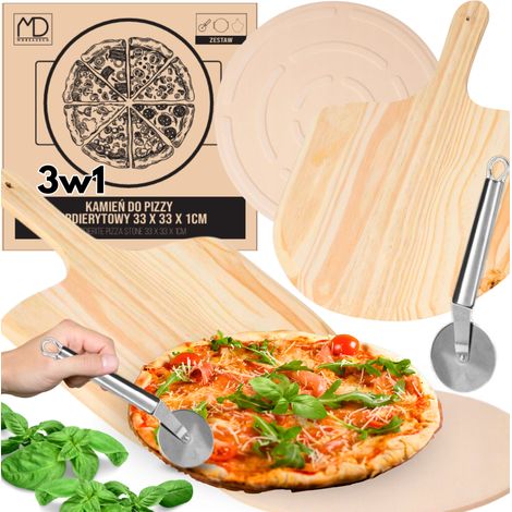 Pizzastein, Schaufel, Schamottemesser, Schneidelöffel, Schamottegrill, Geschenk