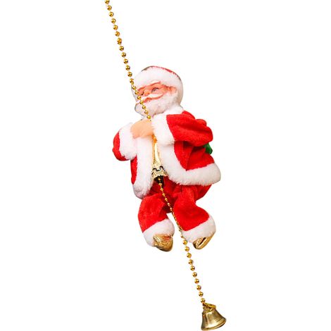 Santon électrique escaladant perle chante danse déco Noël piles AA pour cheminée maison, figurine Père Noël animée 260g (1/4)