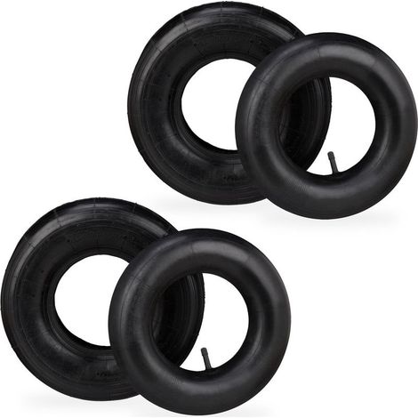 Roue de brouette 4.00-6 avec chambre à air Lot de 2 pneus jusqu’à 136 kg Caoutchouc noir pour terrains accidentés (1/5)