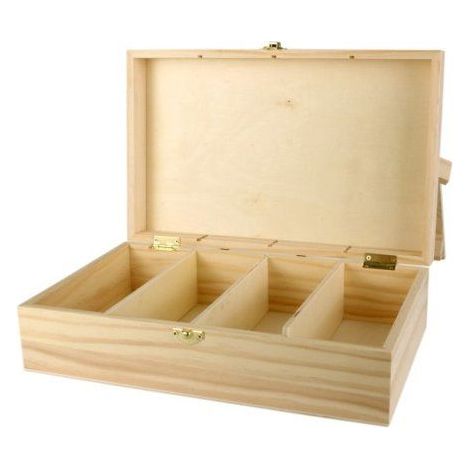 MégaCréa DIY - Boite en bois 4 compartiments 31 x 19,4 cm H 9 cm (1/3)