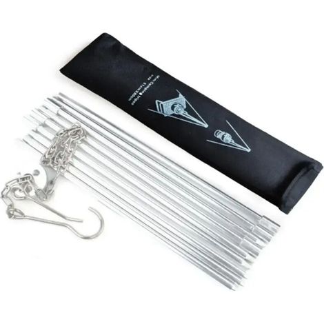Support trépied pliable en acier inoxydable pour barbecue de camping, support de réchaud portable suspendu pour casseroles, outil de cuisson pour gril portable. (1/5)