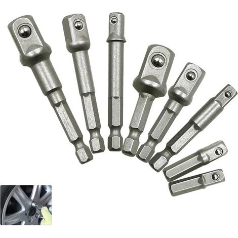 Adaptateur de douille en acier au Chrome Vanadium, tige hexagonale pour mèches d'extension de 1/4 "3/8" 1/2 "barre de mèches (1/5)