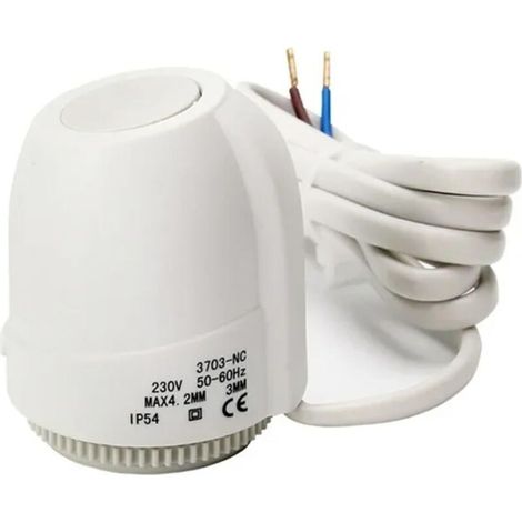 Valvola per riscaldamento a pavimento 230V/24V, 1 pezzo, NC/NO AC, attuatore elettrico per riscaldamento, distributore d'acqua per termostato per riscaldamento a pavimento (normalmente chiuso, 24V)