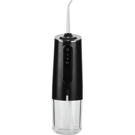 Hydropulseur buccal portable 240 ml, 3 modes, rechargeable par USB, étanche, avec 1 embout, noir. (1/5)