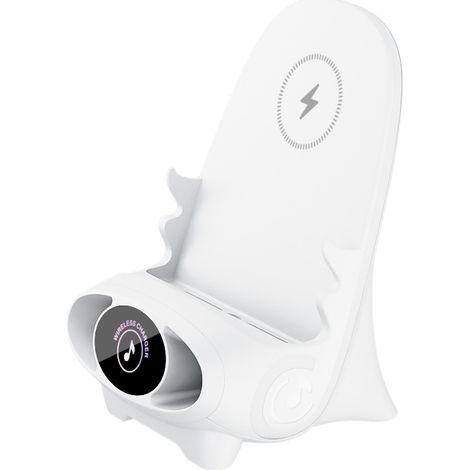 Support de téléphone de bureau avec chargement sans fil, charge rapide 15 W, chargement sans fil créatif avec parfum -- V8 blanc, sans tête magnétique, compatible avec les téléphones dotés de la fonct (1/4)