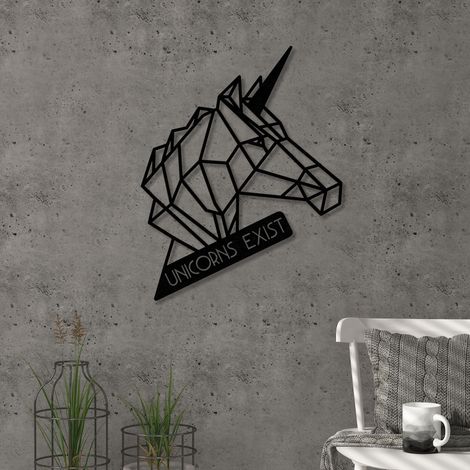 METAL WALL ART NO.9 UNICORN - Black