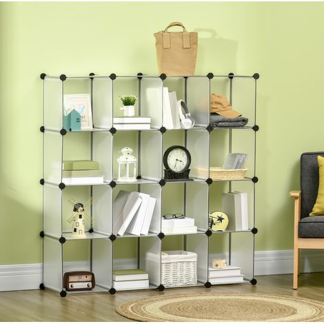 Mueble de almacenamiento modular de 16 cubos 125 x 32 x 125 cm en acero blanco HAVRYA (1/5)