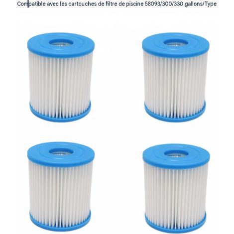 Cartouche filtrante de rechange Type I 58093 pour piscine spa, lot de 4, compatible pompe filtration 300/330 gallons (1/5)