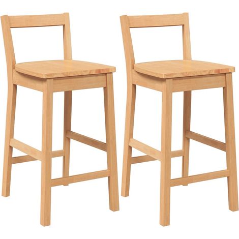 Maison Exclusive - Barhocker 2 Stk. Natur Massivholz Gummibaum