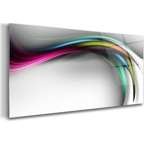 Tableau sur verre – 120 x 60 cm - Tableau mural décoratif - Verre Décorative - Art des Lignes (1/5)