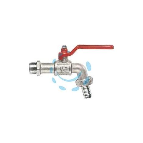 RUBINETTO A SFERA PESANTE CON MANIGLIA A LEVA ART.132 - M 1/2" con portagomma F 3/4"