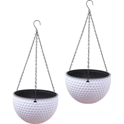 2 Pcs Pot de fleurs, en plastique robuste, grand modèle suspendu, pour jardin, maison, bureau (1/5)