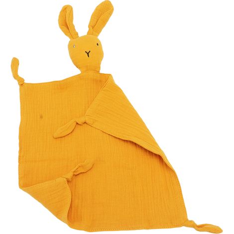 Baby-Kuscheldecke aus weicher Baumwolle, Hasenmotiv, niedliche Baby-Schmusedecke, gelb (1/5)