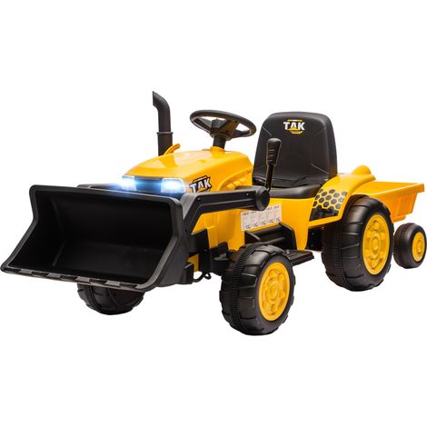 Escavatore per Bambini Elettrico 12V con Benna Rimorchio e Telecomando Età 3-8 Anni Giallo (1/5)