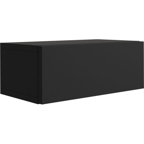 Comodino sospeso con cassetto – frontale liscio – colore: Nero, 40 x 20 x 16 cm (1/5)