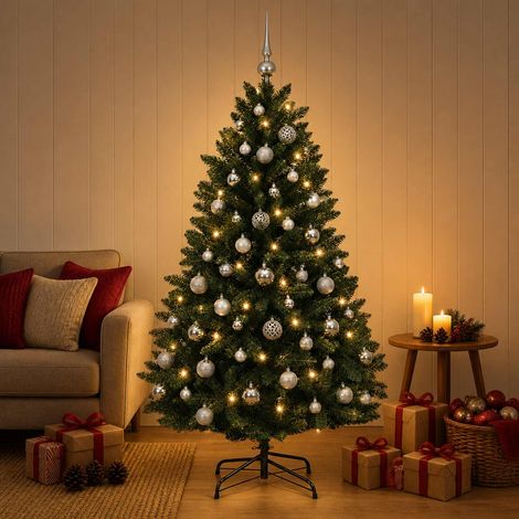 vidaXL Árbol de Navidad artificial verde oscuro con bolas 150 cm (1/5)