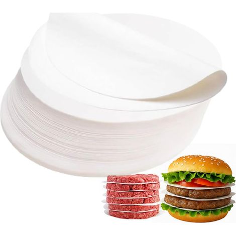100 Papier sulfurisé, Rond 11.5 cm, Résistant chaleur, Pour presse steak haché, Cuisson barbecue (1/5)