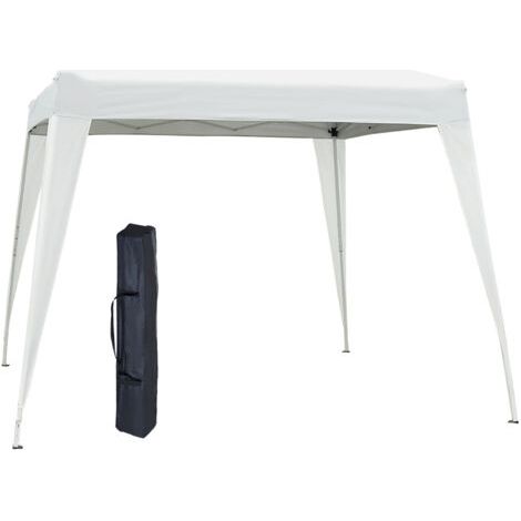 royaluxe -Pavillon pliant 2,4 x 2,4 m, tente pliante avec protection UV, idéale pour les réceptions, le jardin ou le balcon, avec sac de transport inclus, couleur acier blanc. (1/5)