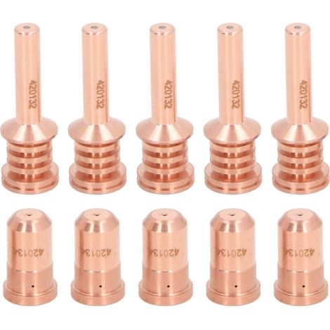 Verbrauchsmaterialien-Set für Plasmaschneider, Plasmaschneiderdüse, 5 Elektroden 420132 und 5 Düsen 420134, Messing-Schneidset, für PM 30AI