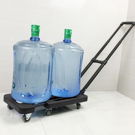 Mini-remorque pliable et portable, chariot à main, chariot à plateau, chariot de transport de marchandises, chariot à bagages, chariot robuste, version noire améliorée avec roues en caoutchouc de 5 cm (1/5)