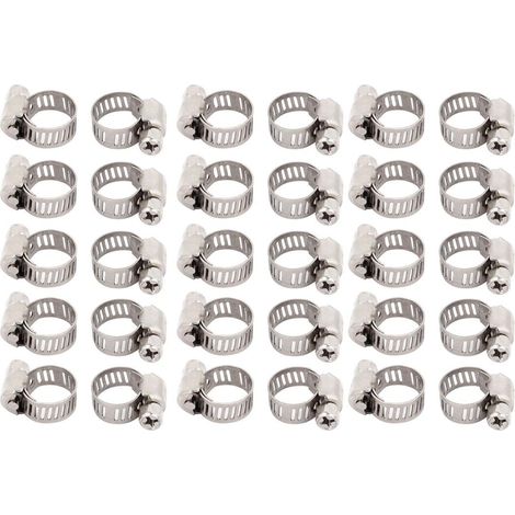 6mm-12mm Einstellbarer Bereich 8mm Breite Edelstahl Schneckengetriebe Schlauchschelle 30 pièces (1/2)