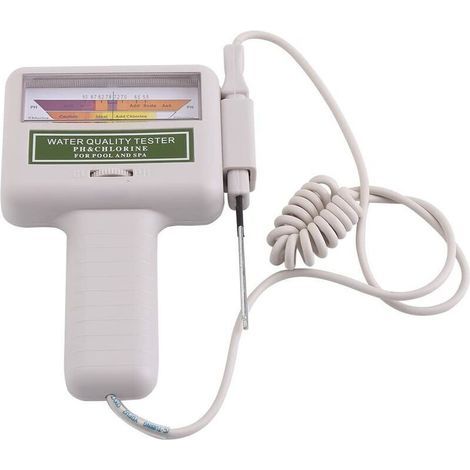 Testeur de niveau de chlore portable 2 en 1 pH Cl2 Niveau de chlore Analyseur de qualité de l'eau Contrleur de mesure Moniteur de mesure pour piscine, eau de spa, source d'eau 17x11.5x3cm, (1/5)