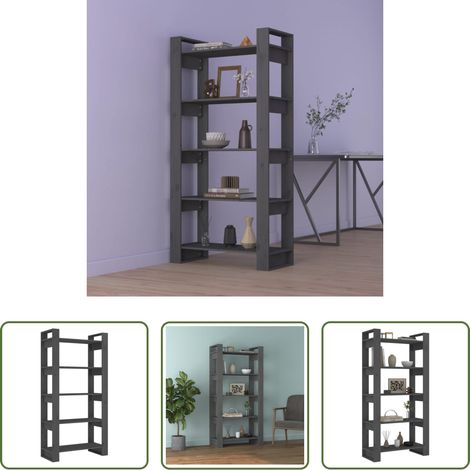 Raumteiler - Bücherregal/Raumteiler Grau 80x35x160 cm Massivholz (1/5)