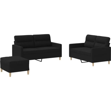 Maison Exclusive - Set di Divani 3 pz con Cuscini Nero in Tessuto (1/5)