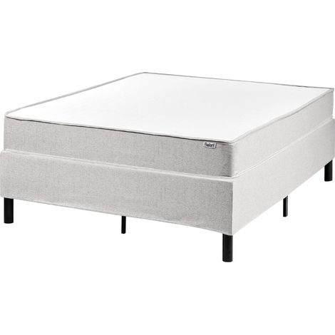 Lit Divan avec Sommier en Tissu 120 x 200 cm Matelas à Ressorts Ensachés Sans Tête de Lit Chambre Gris Clair Countess