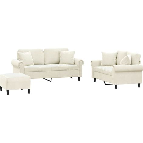 Maison Exclusive - Set di Divani 3 pz con Cuscini Crema in Velluto