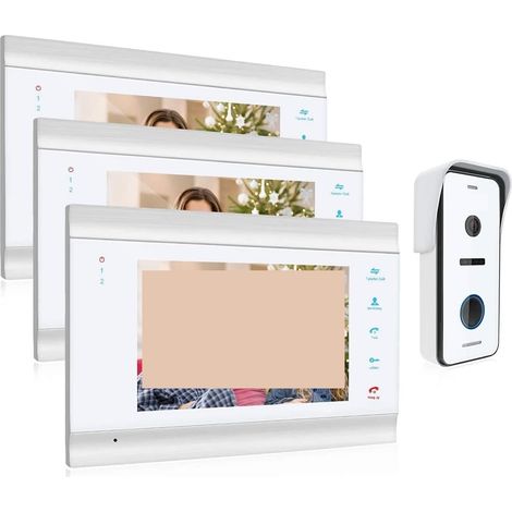 Caméra de sécurité sans fil avec sonnette vidéo Système d'interphone vidéo HD1080P de 7 pouces avec support de caméra de sonnette filaire haute définition déverrouillé Installation facile ( Color : 1 (1/5)