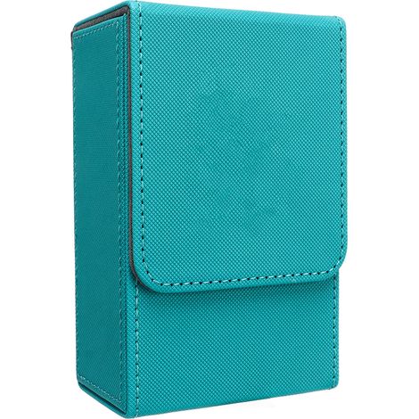 Coffret de rangement pour cartes Tarot, motif Soleil Lune, grand format, en cuir PU, bleu-vert, adapté aux cartes standard universelles. (1/5)