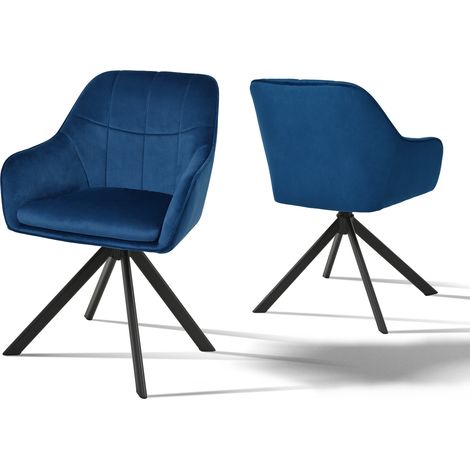 Goeurvant Sedie Girevole Moderna con Cuscino Doppio Spesso, Schienale Ampio e Braccioli Ergonomici - Set di 2 - Blu