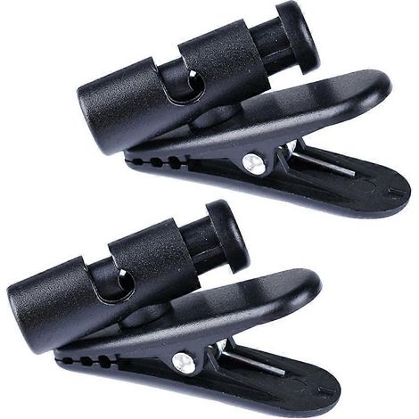 Lot de 2 pinces de fixation rotatives à 360° pour câbles d'écouteurs, à fixer au col ou au revers d'une chemise (noir)-Black