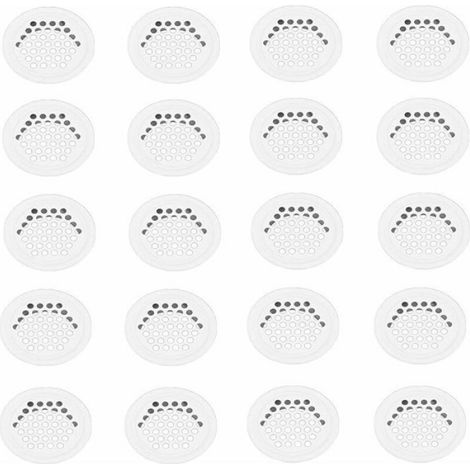 Grille aération VMC 20 pièces – Grille ronde en inox blanc 35mm – Pour cuisine et meubles – Diamètre extérieur 42mm – Hauteur 10mm (1/5)