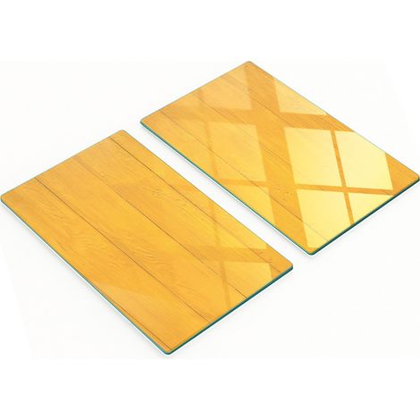 Tablas de cocina decorativas multifuncionales de vidrio y madera, color amarillo, 2x30x52 cm
