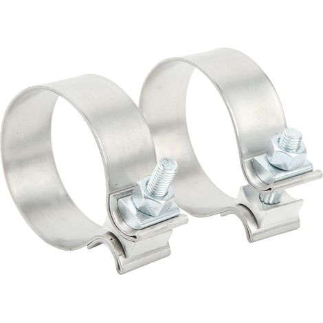 Collier de serrage échappement 2 pièces inox 304, 3 pouces flexible amovible, pince bande silencieux voiture (1/5)