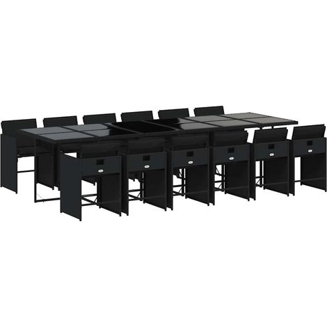Maison Exclusive - 13-tlg. Garten-Essgruppe mit Kissen Schwarz Po