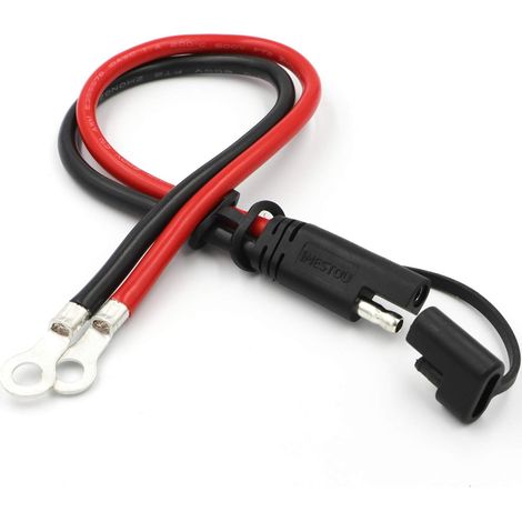 10AWG SAE à ON Bague Terminal Terminal Câble 2 broches Débranchement rapide Branchez 1 pieds Terminal Harness Extension Cordonniers SAE pour la moto 12V / 24V, voiture, tracteur (1) (1/5)