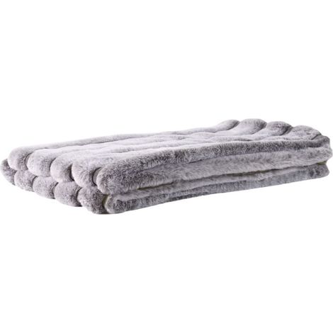Plaid Imitation Fourrure "Lounge" 120x150cm Gris (1/4)