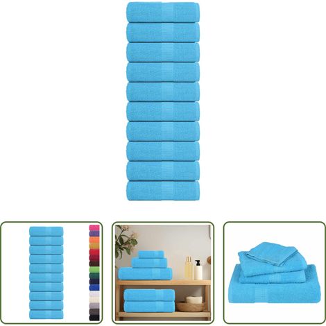 vidaXL Serviette de visage - Serviettes d'invité FROGN 10 pcs turquoise 30x50cm 360 g/m² (1/5)