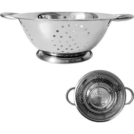 Scola pasta verdura tutto 24cm utensile cucina lavello in acciaio colapasta con base e 2 manici (1/5)
