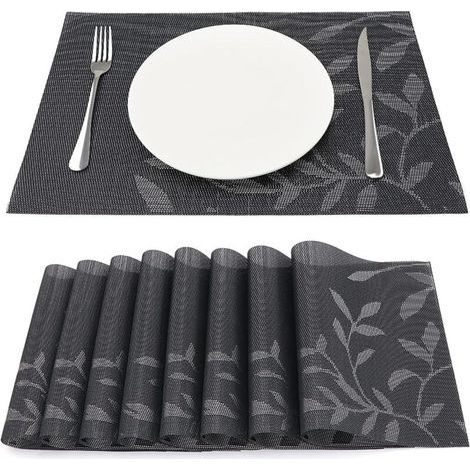 Lot de 8 sets de table vinyle résistant à la chaleur jusqu'à 80°C Dimensions 45x30 cm Faciles à nettoyer et à ranger (1/5)