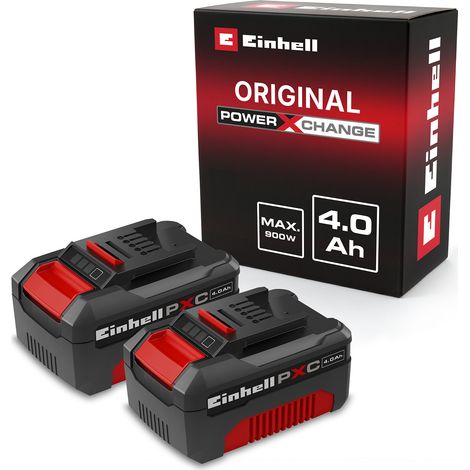 Original Einhell Akku-Twinpack PXC 18 V 4,0 Ah (2 Akkus im Set, 900 W, Power X-Change, Li-Ion, ABS, LED-Anzeige, ohne Ladegerät)