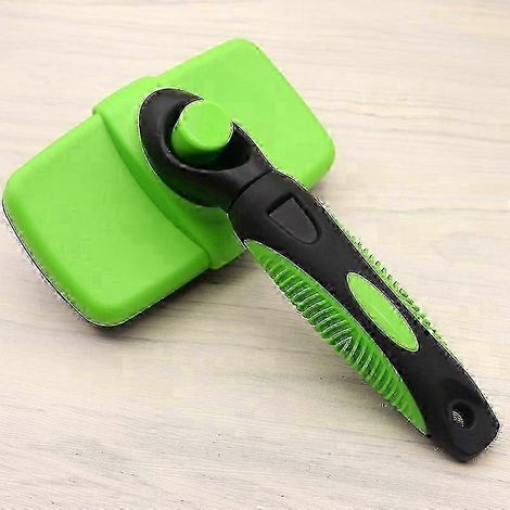 Brosse carde rétractable pour le toilettage des animaux, avec embouts arrondis, pour chiens et chats, poils longs et courts, élimine le sous-poil mort, couleur beige. (1/5)
