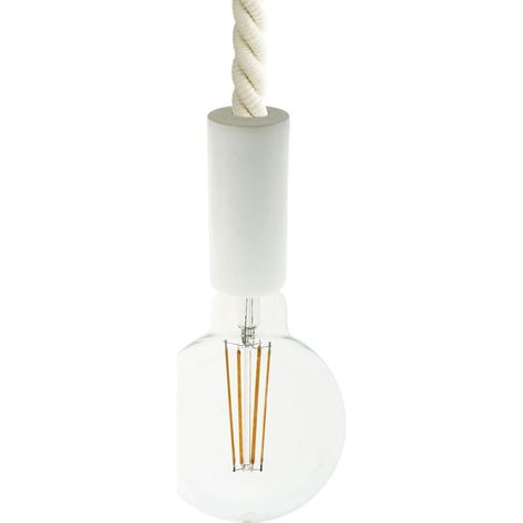 creative cables - Lampada a sospensione Made in Italy completa di cordone nautico 2XL 24 mm con finiture in legno verniciato