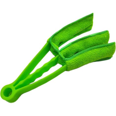 Lot de 2 Outils de Nettoyage pour Stores Vénitiens - Brosse à Griffes et Plumeau en Microfibre-vert (1/5)